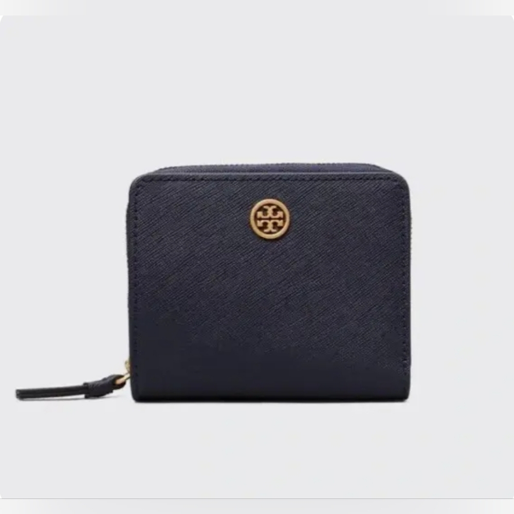Tory Burch Robinson Bi-Fold Leather Wallet ~NWT~ Navy